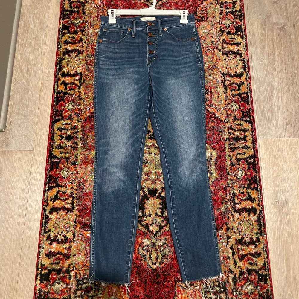 Madewell button up jeans, high rise, relaxed fit.